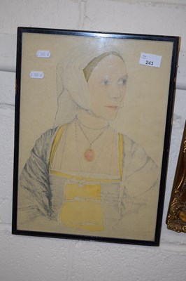 Lot 243 - Study of a woman, pastel on paper, framed