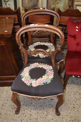 Lot 280 - A pair of Victorian balloon back dining chairs...