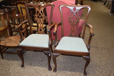 Lot 298 - A pair of Georgian style mahogany carver chairs