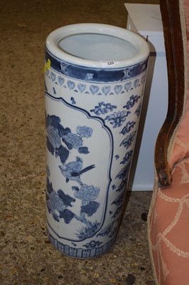 Lot 329 - A modern Chinese blue and white cylindrical...