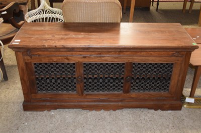 Lot 352 - An Indian Sheesham wood side cabinet with iron...