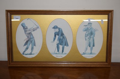 Lot 374 - A group of three framed comical golfing prints