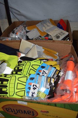 Lot 557 - Two boxes of assorted safety wear, workwear to...