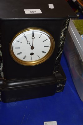 Lot 607 - Black slate and marble mantel clock