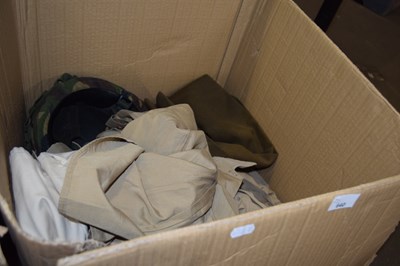 Lot 640 - Modern army helmet, various shirts, trousers etc