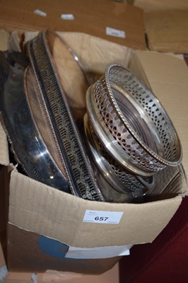 Lot 657 - Box of various silver plated wares