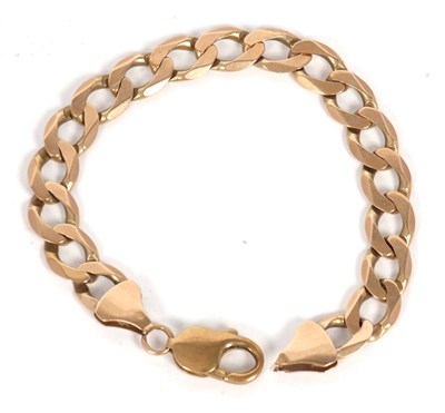 Lot 157 - A 9ct curblink bracelet, the 1cm wide bracelet...