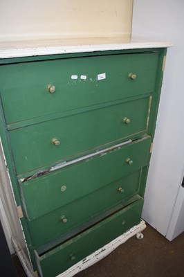 Lot 709 - Green painted five drawer chest