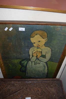 Lot 729 - Coloured print after Picasso, Girl with Dove,...