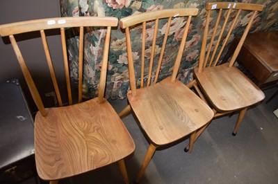 Lot 742 - Three vintage Ercol kitchen chairs