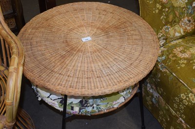 Lot 760 - A retro wickerwork two tier lamp table