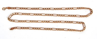 Lot 208 - A 9ct necklace, the figaro chain stamped 9KT...