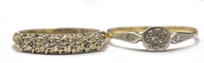 Lot 62 - Two diamond rings: to include a 9ct single row...