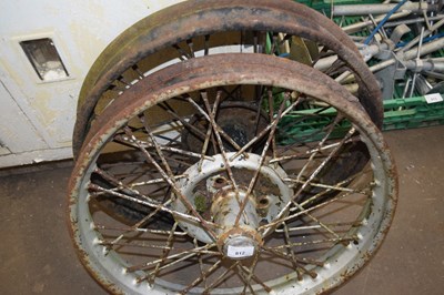 Lot 812 - Pair of vintage spoked wheels, 50cm diameter