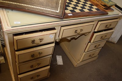 Lot 817 - A cream painted twin pedestal desk or dressing...