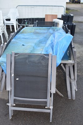 Lot 916 - Modern garden table and six folding chairs