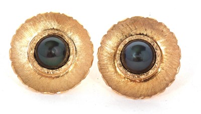 Lot 111 - A pair of Tahitian pearl earrings, the...