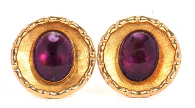 Lot 87 - A pair of amethyst earrings, the oval amethyst...