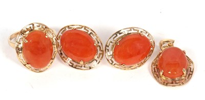 Lot 89 - A suite of carnelian jewellery, to include a...