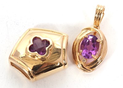 Lot 151 - Two amethyst pendants: to include a fancy cut...