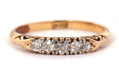 Lot 35 - A diamond ring, the five old mine cut diamonds,...