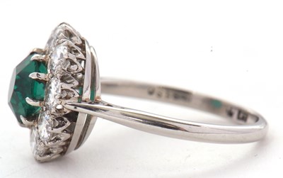 Lot 277 - A green paste and diamond ring, the central...