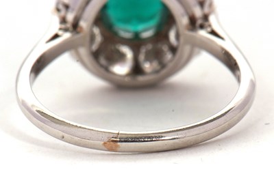 Lot 277 - A green paste and diamond ring, the central...