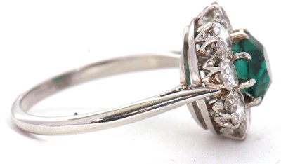 Lot 277 - A green paste and diamond ring, the central...