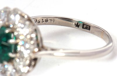 Lot 277 - A green paste and diamond ring, the central...