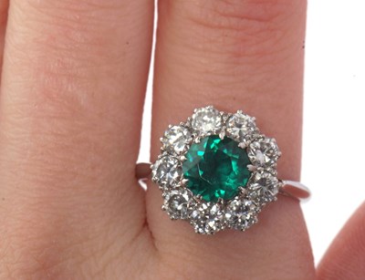 Lot 277 - A green paste and diamond ring, the central...