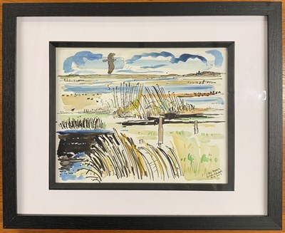 Lot 117 - Brian Edwards (20th century), "Cley Marshes",...