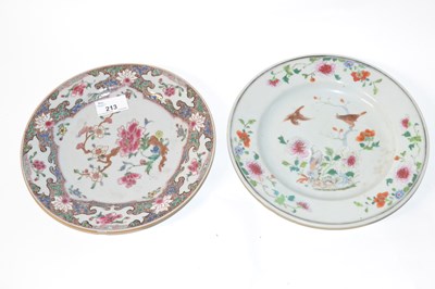 Lot 213 - Two 18th Century Chinese porcelain plates with...