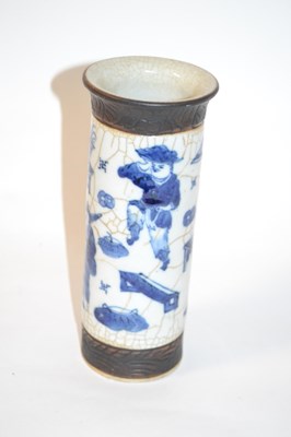 Lot 218 - A Chinese porcelain cylindrical crackle ware...