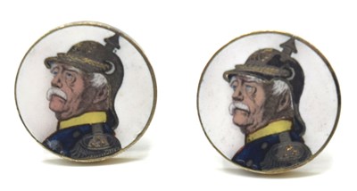 Lot 130 - Pair of 20th century enamled Cufflinks with...