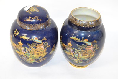 Lot 252 - A Carlton ware ginger jar and cover, the blue...