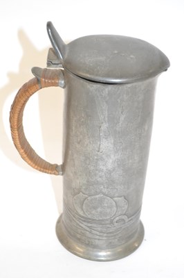 Lot 259 - An English pewter tankard and cover with...