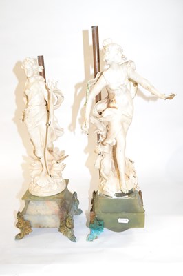 Lot 289 - A pair of white painted Spelter Art Nouveau...