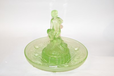 Lot 290 - An Art Deco green glass centrepiece together...