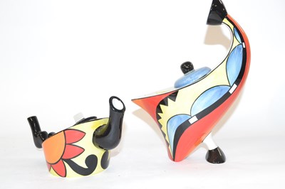 Lot 293 - Two Lorna Bailey geometric style teapots, one...