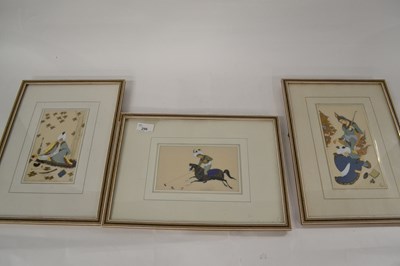 Lot 296 - Group of three framed Persian style...