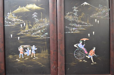 Lot 306 - Two Japanese panels with applied mother of...