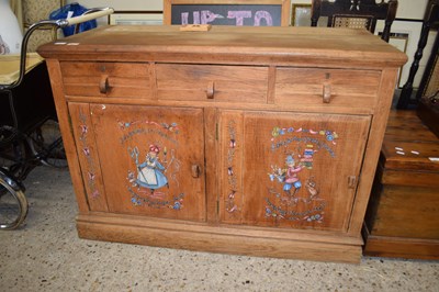 Lot 322 - 20th Century oak dresser base with painted...