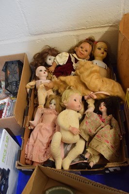 Lot 516 - Box of various porcelain headed and other dolls