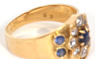 Lot 40 - A sapphire and diamond ring, set to centre...