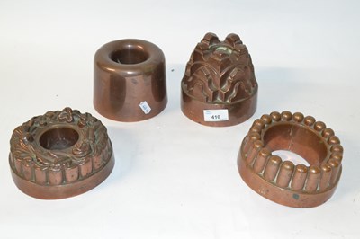 Lot 410 - Group of four Victorian jelly moulds, various...