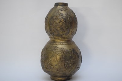 Lot 25 - Chinese metal ware bronzed effect double gourd...