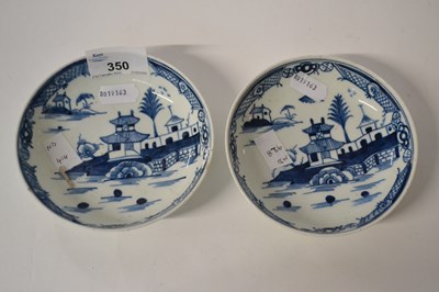 Lot 350 - Two Lowestoft porcelain saucers with blue and...