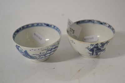 Lot 375 - Two Lowestoft porcelain tea bowls with blue...