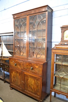 Lot 507 - A large Georgian mahogany secretaire cabinet...