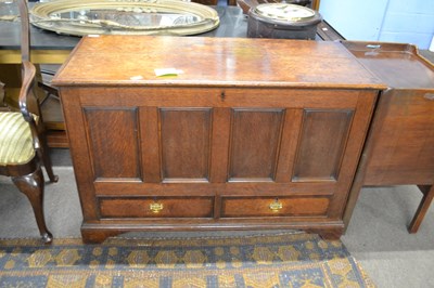 Lot 523 - A George III oak mule chest of typical form...